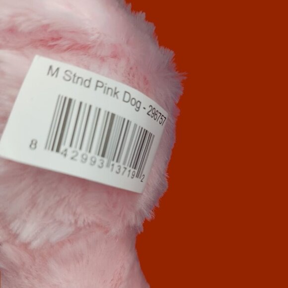 Pink Plush Dog Toy With Heart Ribbon - Medium Size - Picture 7 of 8